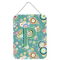 Letter P Circle Circle Teal Initial Alphabet Wall or Door Hanging Prints