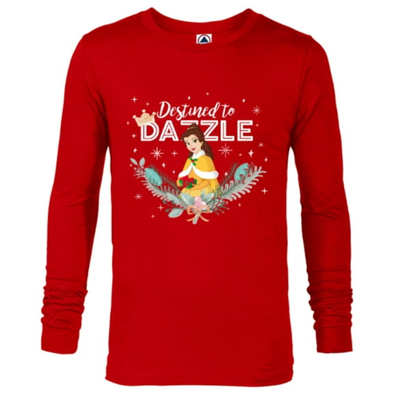 Disney Princess Belle Destined to Dazzle Holiday Standard - Long Sleeve T-Shirt for Men – Customized-New Red