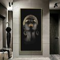 thumbnail image 5 of Arte africano Mujer negra con tocado dorado Cuadros sobre lienzo Arte de pared Pósteres de niña africana Láminas Arte de pared 60x80cm Sin marco, 5 of 5