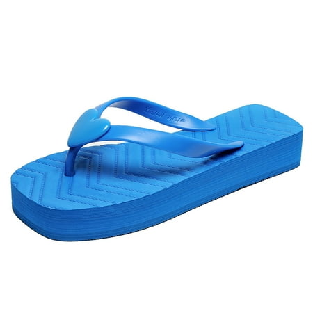 

GWAABD Womens Wide Slippers New Slippers for Women s Summer Versatile Clip Foot Beach Shoes Thick Bottom Square Red Love Flip Flop