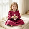 thumbnail image 6 of OJSFQUFP Toddler Girls Long Sleeve Dress Ruffle Shoulder A‑Line Casual Dresses for Little Girl, 6 of 9