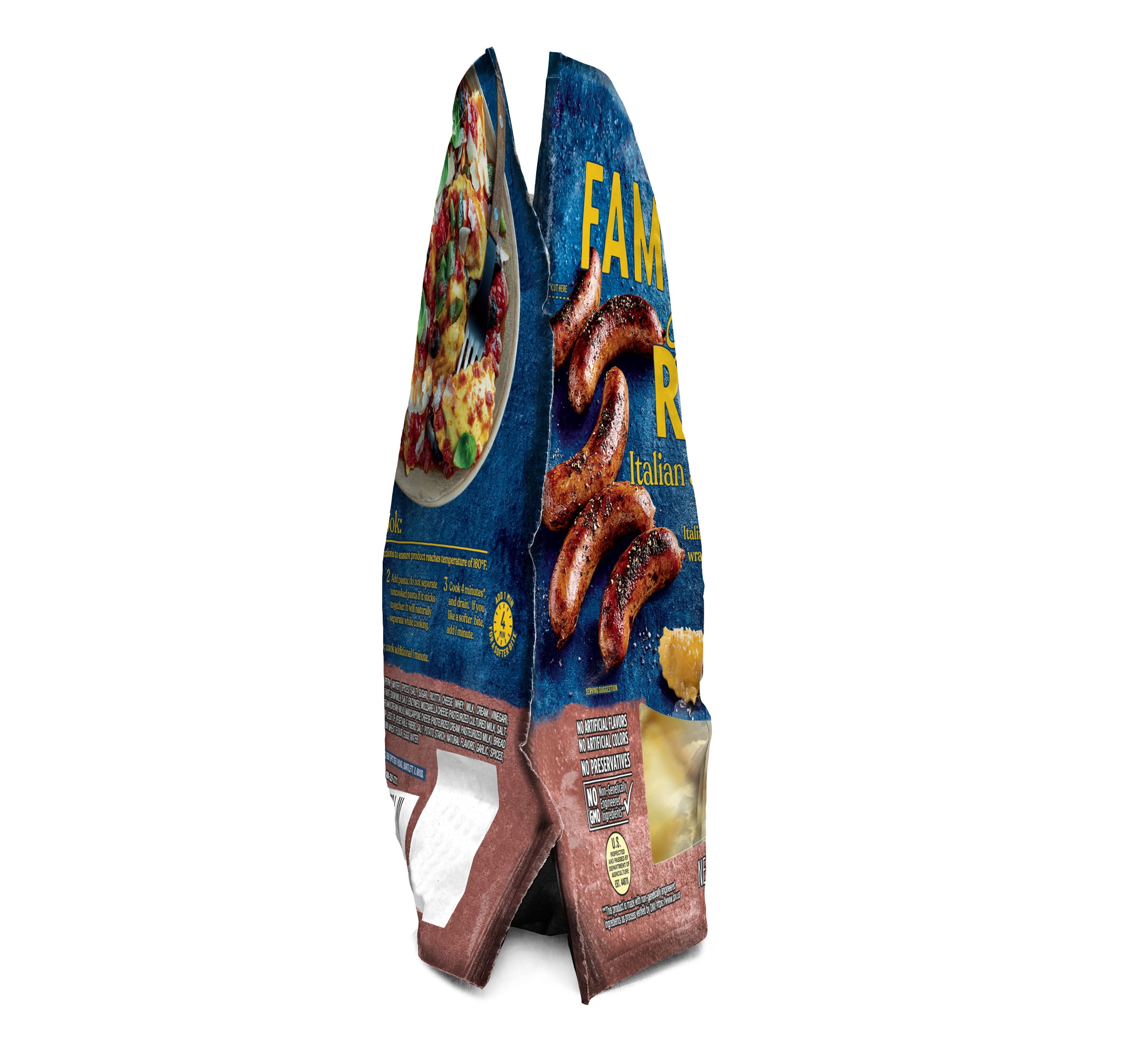 Giovanni Rana Homestyle Ravioli Italian Sausage Premium Filled Italian Pasta Bag (Family Size, 18oz), Refrigerated