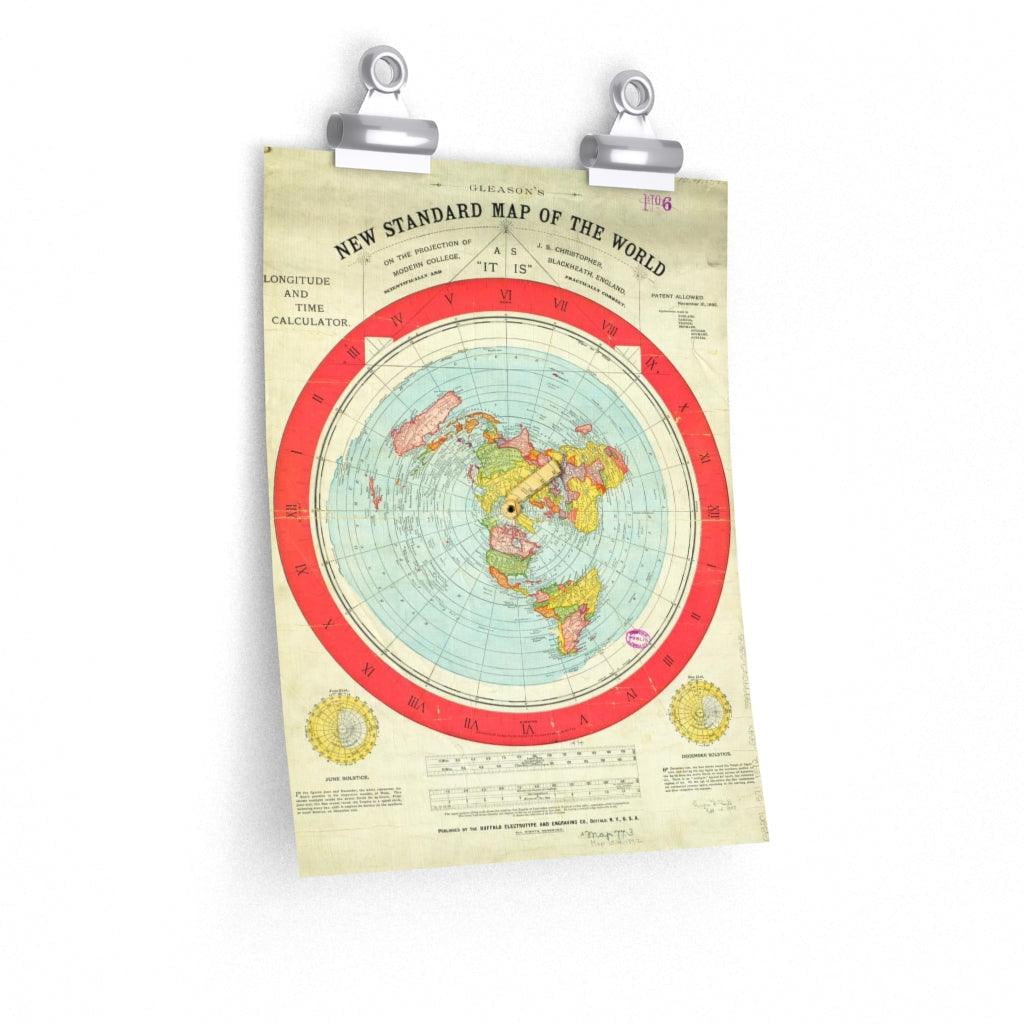 ovn Perth Trække på Alexander Gleason's New Standard Map Of The World - 1892 Flat Earth Map  (High Resolution) Print Poster - Walmart.com