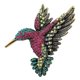 thumbnail image 1 of Broche de cristal austriaco multicolor con forma de colibrí en tono antiguo, 1 of 1
