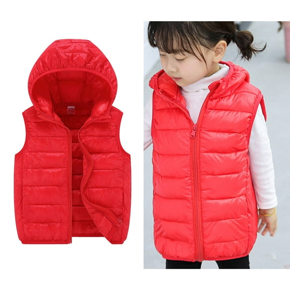 Kids Boys Girls Puffer Vest Kids Winter Vest Cute Jackets Zipper Up Down Coats Child Down Jacket for Little Boys 6-8 Years