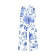 thumbnail image 5 of Women's Summer Casual Elastic Waist Printed Cropped Pants Mint Green L, 5 of 5