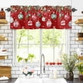 thumbnail image 3 of Christmas Balls Red Valances for Windows Winter Poinsettia Fir Tree Snowflakes Rod Pocket Curtain Valance Window Treatment Short Curtains for Kitchen Living Room, 60"x18", 3 of 5