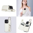 thumbnail image 3 of Wallet Case for iPhone 11, Premium Vintage PU Leather Magnetic Closure Handbag Zipper Pocket Case Kickstand Card Holder Slots with Ring Hook Shockproof Flip Cover for iPhone 11, White, 3 of 9