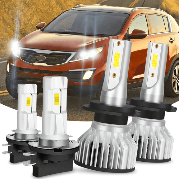 Fits 2011-2016 Kia Sportage LED Headlight Bulbs High Low Beam 4 Lamps Set