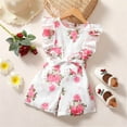 thumbnail image 2 of Odeerbi 3M-6Y Niñas Verano Rompers Ruffle Floral Sudadera Manga Corta Suspensión Pantalones Cortos Generales Con Cintura, 2 of 3