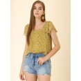 thumbnail image 2 of INSPIRE CHIC Women's Chiffon Square Neckline Ruffle Sleeve Floral Top, 2 of 6