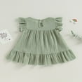 thumbnail image 4 of MesaSe Robe d'Été en Lin pour Bébé Fille Manches Volantes Col Rond Broderie Florale Robe Princesse, 4 of 9