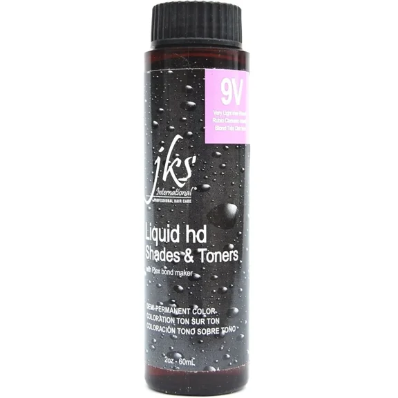 Jks International Liquid HD Shades & Toners 9V Very Light Irise Blonde Demi-Permanent Color 2 Ounce 60 Milliliters