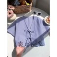 thumbnail image 1 of Blusa Corta Azul con Rayas Verticales y Detalles Florales, 1 of 30
