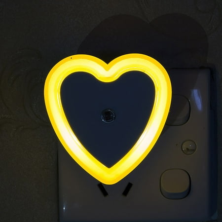 

Heart Shape Plug-in Intelligent Light Sensor Control LED Night Light Lamp For Bedroom Hallway