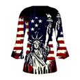 thumbnail image 4 of Blouses Rouges Blanches et Bleues pour Femmes 4 Juillet Chemises Femmes Chemises Patriotiques Independence Day Chemise Décontractée Independence Day Bouton Plissée Taille Évasée Manches 3/4, 4 of 5