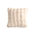 thumbnail image 6 of Pack of 2 Thick Plush Throw Pillow Covers Fluffy Wave Faux Fur Decorative Cushion Covers Soft Wool Pillowcase for Sofa Couch Livingroom 18x18 Inch Beige, 6 of 7