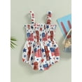 thumbnail image 4 of Coduop Infant Baby Girl Independence Day Romper,Summer Sleeveless Flag Print Bodysuit Jumpsuit, 4 of 9