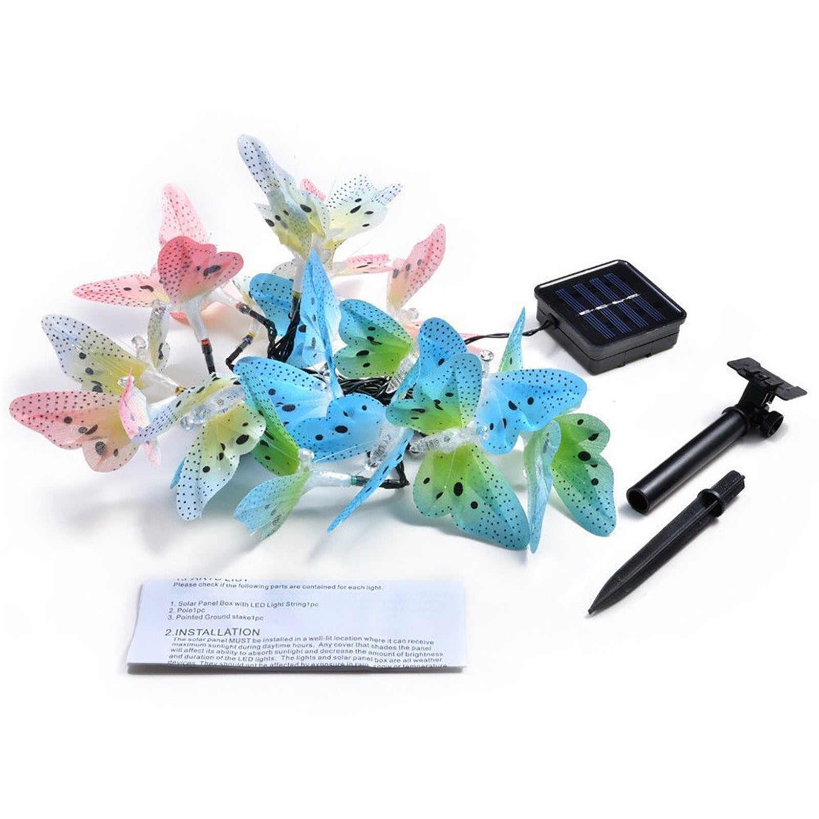 NO WIRES. GARDEN THEATRE 12 FIBRE OPTIC SOLAR POWERED BUTTERFLY LIGHTS 