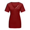 thumbnail image 4 of Womens T Shirts Fashion Women's Summer V Neck Leisure Short Sleeve Solid Tops clothes under $10.00, 4 of 5
