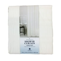 Classic Ivory Cotton Seersucker Fabric Shower Curtain - Bath Decor