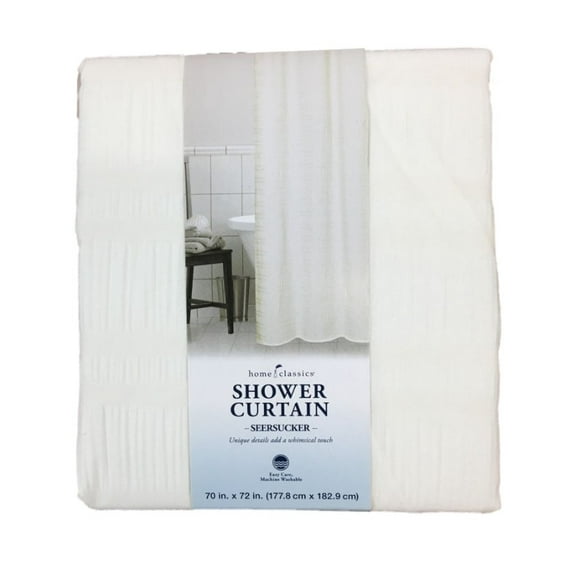 Classic Ivory Cotton Seersucker Fabric Shower Curtain - Bath Decor