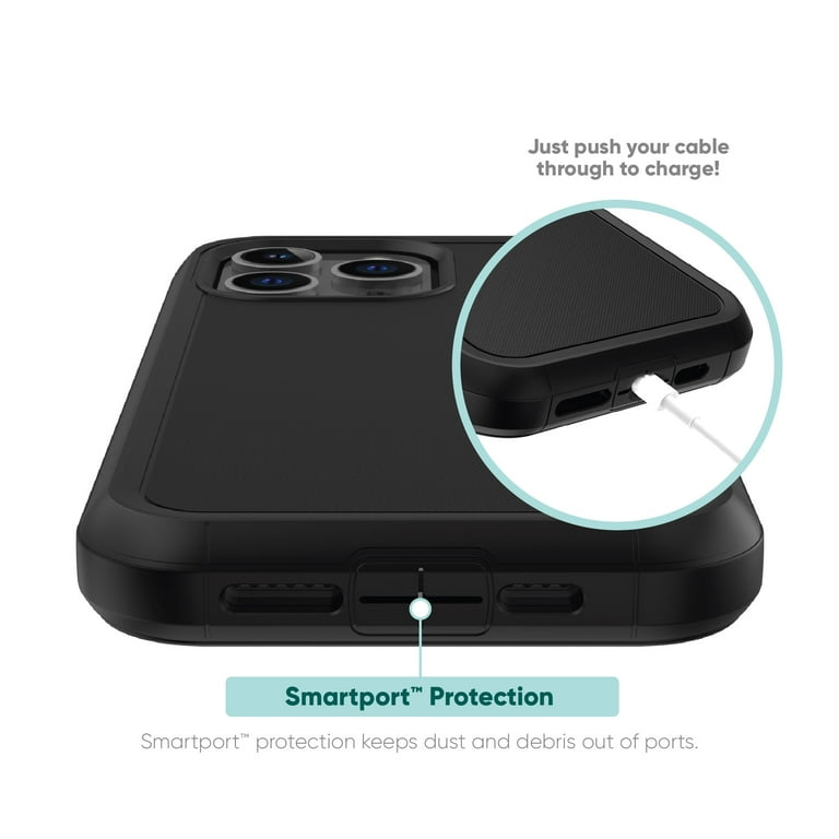 onn. Rugged Phone Case with Holster for iPhone 15 Pro