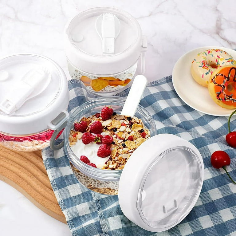 4 Pcs Overnight Oats Container with Lids and Spoons, 20Oz Overnight Oats  Jars Airtight Yogurt Container for Milk, Fruit 
