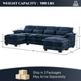 thumbnail image 2 of Wiilayok 114" U Shaped Sectional Sofa with Chaise Lounge and Ottoman,Chenille Modular Sectional Sofa Couch for Living Room,Blue, 2 of 8