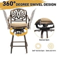 thumbnail image 6 of Tcbosik 2 Pack Swivel Bar Stools, Indoor & Outdoor Cast Aluminum Bar Height Chair with Cushion, All-Weather Patio Furniture for Backyard, Poolside, Deck, Garden, Bronze, 6 of 10