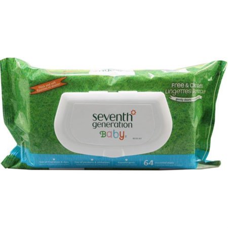 seventh generation free and clear wipes unscented - 64 wipes - case of 12