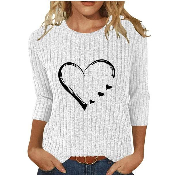 HongQid 3/4 Length Sleeve Womens Dressy Casual Tops Round Neck Tunic Shirts Summer Spring Fall Clothes