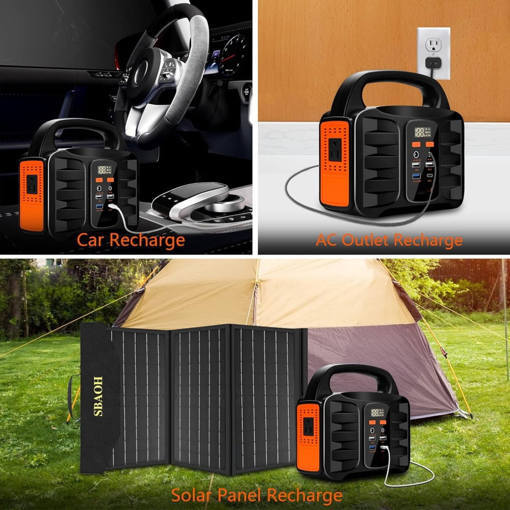 AIMAYA Portable Power Station, 155Wh 42000mAh Outdoor Generator Solar with 110V/150W AC Outlet,Power Box Camping