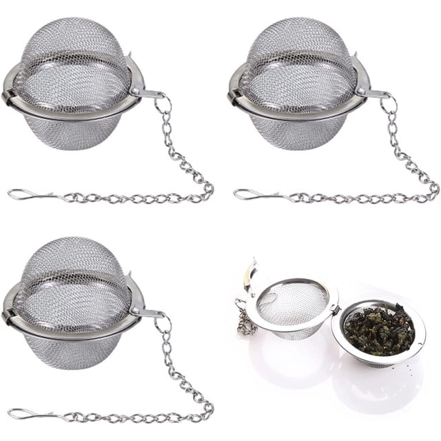 Dispensador de té de 3 piezas, filtro de té mejorado, dispensador de té de hojas sueltas de alta calidad, dispositivo de remojo de té, bola de té de hierbas con sabor a té (9 cm)