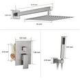 thumbnail image 2 of BWE Brushed Nickel Shower Faucet 10 Inch Square Luxury Rain Mixer Shower System Sets Complete 2-Functions Pressure Balancing Wall Mount Rainfall Rough-in Valve Body and Trim Included, 2 of 9
