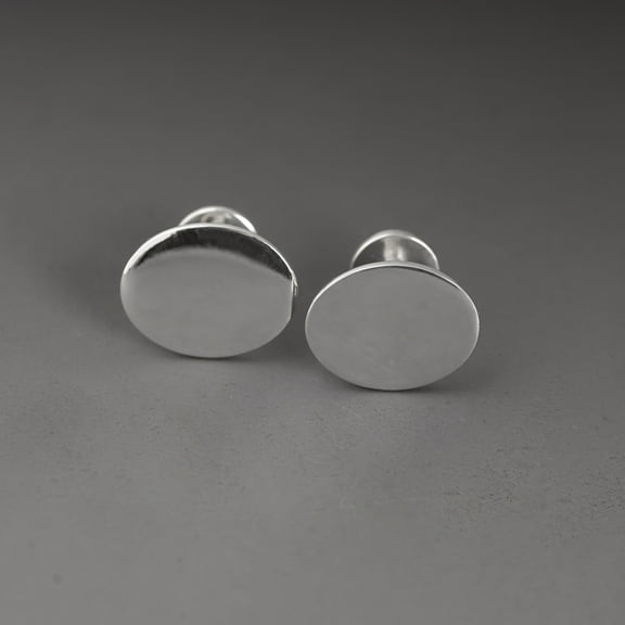 LavaJewelry, Sleek Oval Shine Cufflinks, 925 Sterling Silver, Oval Silver Cufflinks for Man