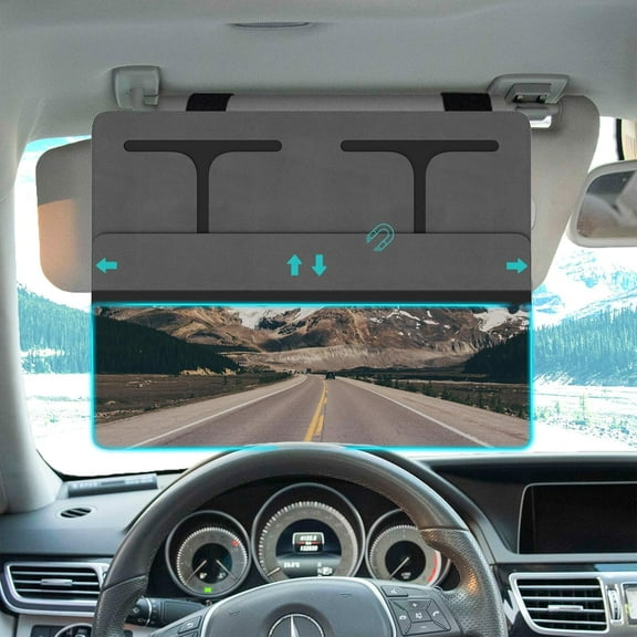 Polarized Sun Visor Extender for Car, Car Visor Extender Attachment Sun Blocker, Anti-Glare Removable PC Lens to Expand Sunshade for Safe Driving, Grey