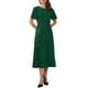thumbnail image 1 of Vestido de Raso para Mujer con Volantes para Invitadas de Boda, Cuello Redondo, Manga Corta, Formal, Cóctel, Midi, S Verde Oscuro, 1 of 6