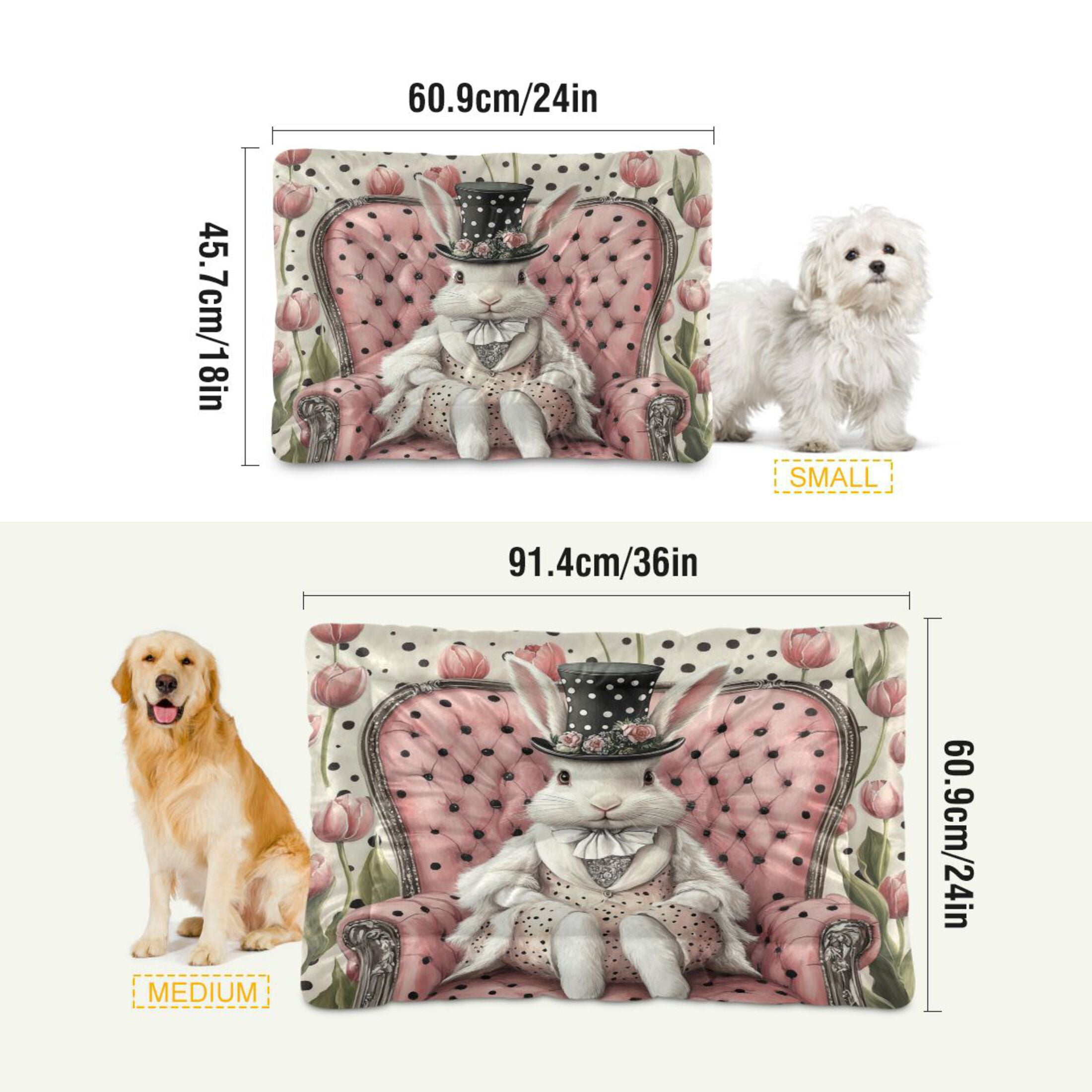 Qxltty Gentleman White Rabbit Ped Pad Wear-resistant and Hard to Bite Through Sleeping Pad for Small Medium Large Dogs Winter Pet Bed 36×24in