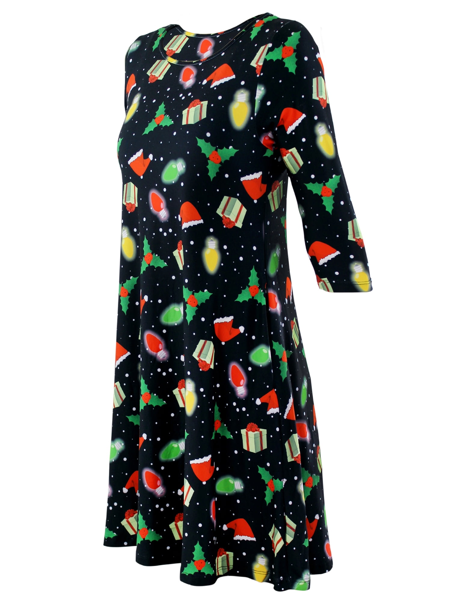 christmas print swing dress