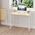 thumbnail image 3 of Natural & White Folding Desk With Wheels Portable Rolling Laptop Table Space Saving For Home Office Bedroom, 3 of 8