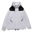 thumbnail image 2 of Jacenvly Rain Jacket Women Waterproof Windproof Drawstring Hooded Zip Pocket Womens Winter Coats Lightweight Warm Fashionable Casual Coats Hiking Mountain Ski Outdoor Sports Jacket, 2 of 3