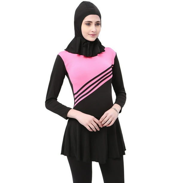 3Pcs Set Femmes Dames Nager Porter Musulman Islamique Arabe Maillots de Bain Siamois Maillot de Bain de Plage avec Protection Solaire Hijab Detachable Walmart