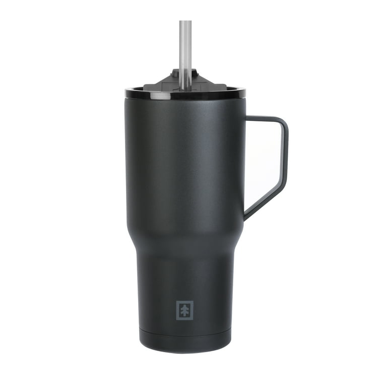 Swiss Tech Becher Black 30oz Water Bottle with Handle, Triple-Wall
