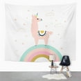 thumbnail image 2 of UFAEZU Pink Cute Unicorn Llama Alpaca Baby Cartoon Character Cheerful Dream Fantasy Wall Art Hanging Tapestry Home Decor for Living Room Bedroom Dorm 60x80 inch, 2 of 2