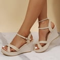 thumbnail image 2 of Kilaqueen Sandals Women Platform Heels Open Toe Ankle Strap Buckle Sandals Fashion Comfy Breathable Wedge Shoes, 2 of 7