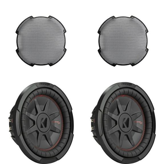 Kicker (2) 48CWRT102 CompRT 10" Sub, Dual Voice Coil, 2-Ohm, & 52GR10 Grill Bundle