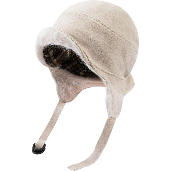 Fleece Trapper Hats with Visor Women Winter Ear Flap Ski Cap Warm Russian Ushanka Hat Windproof Eskimo Aviator Hat