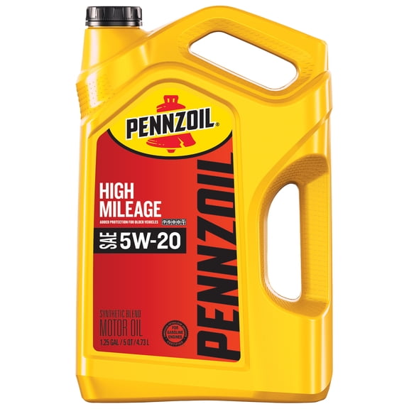 Pennzoil High Mileage 5W-20 Motor Oil, 5 Quart