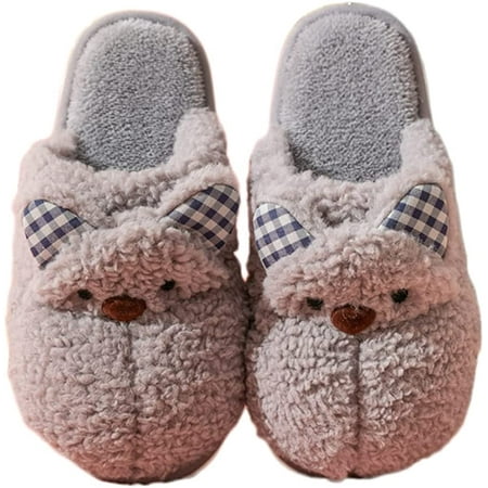 

PIKADINGNIS Cute Animal Slippers For Women Warm Memory Foam Warm Plush Fuzzy Anti-Skid Indoor Outdoor Shoes